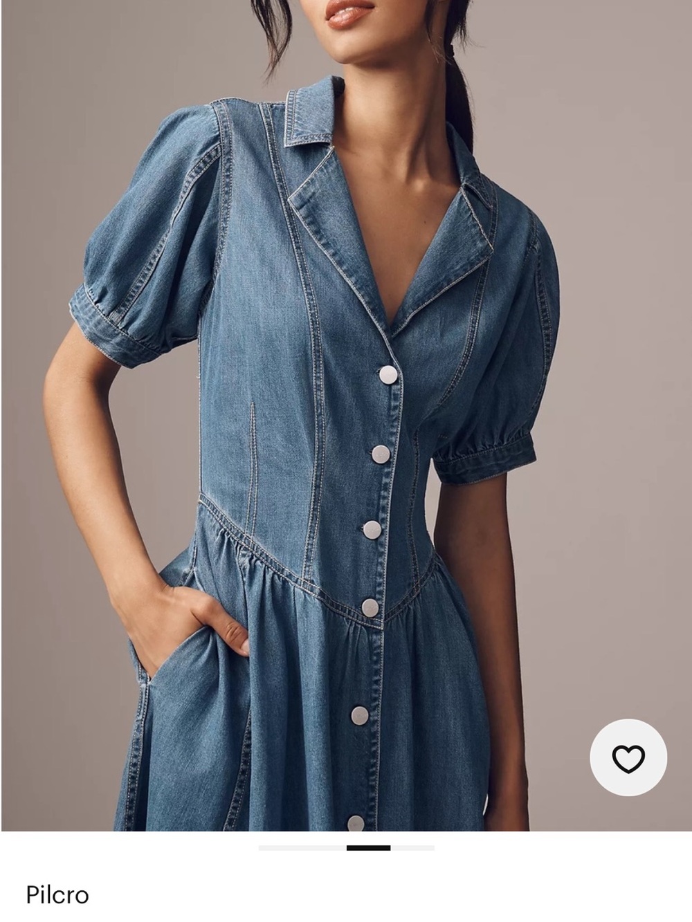 Pilcro Blue Denim Button-Front Midi Dress - Picture 3 of 8